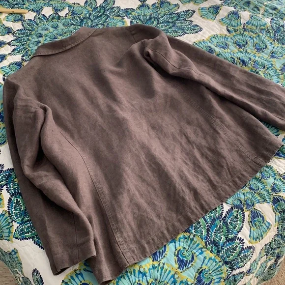 SALE! Eileen Fisher brown linen blazer size small - Picture 5 of 6